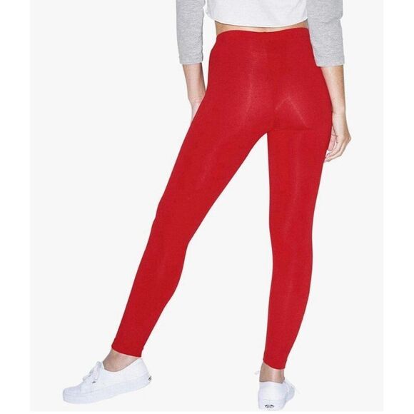 Express Womens Solid Red Mid Rise Cotton Spandex Leggings Xs - Picture 2 of 5